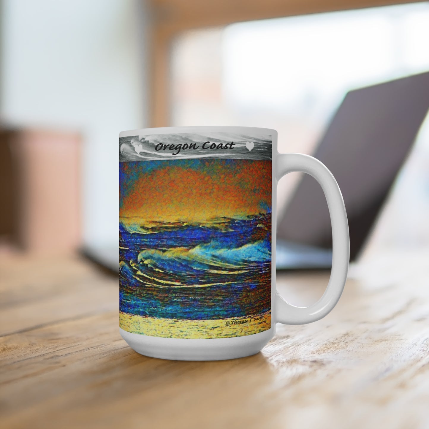 'Wild Waves - Oregon Coast' Artistic Mug - 15oz (MC-00129-04-15-SP-Wh)