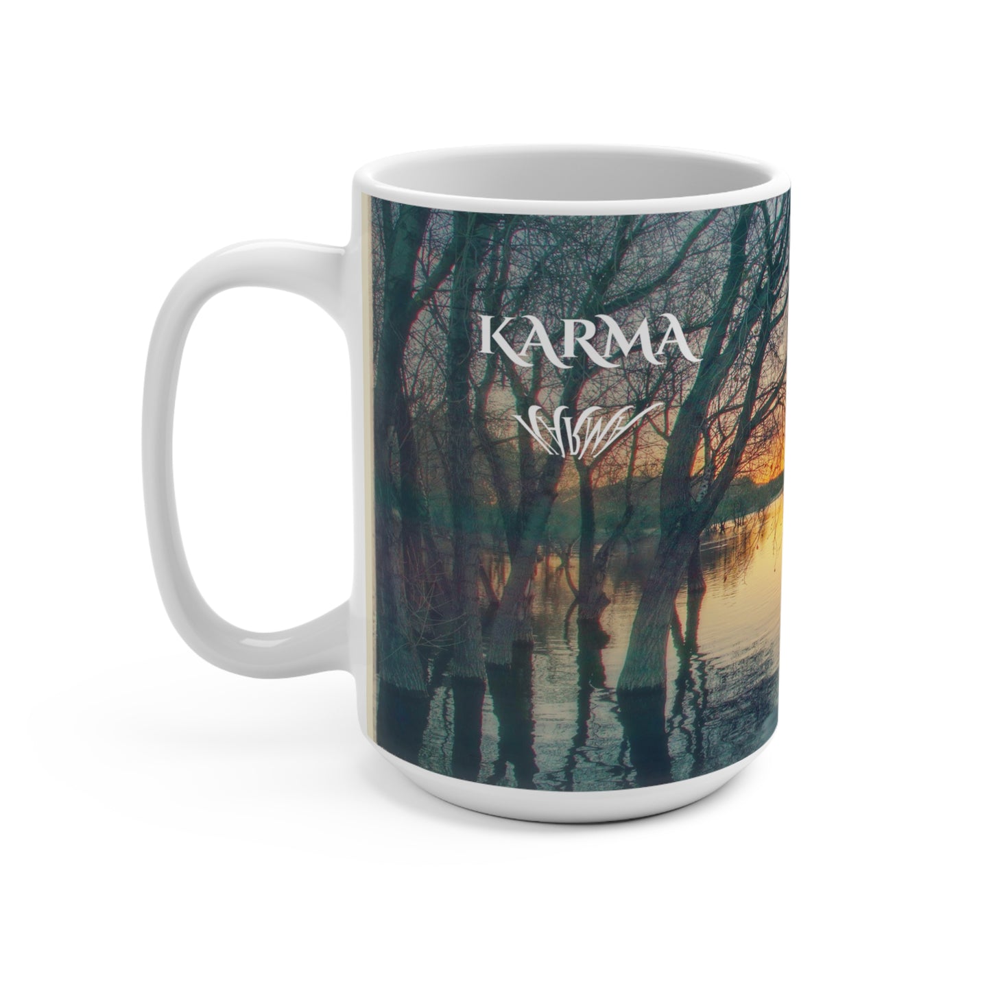 'Karma Reflections' Artistic Mug - 15oz (MC-00131-04-15-SP-Wh)