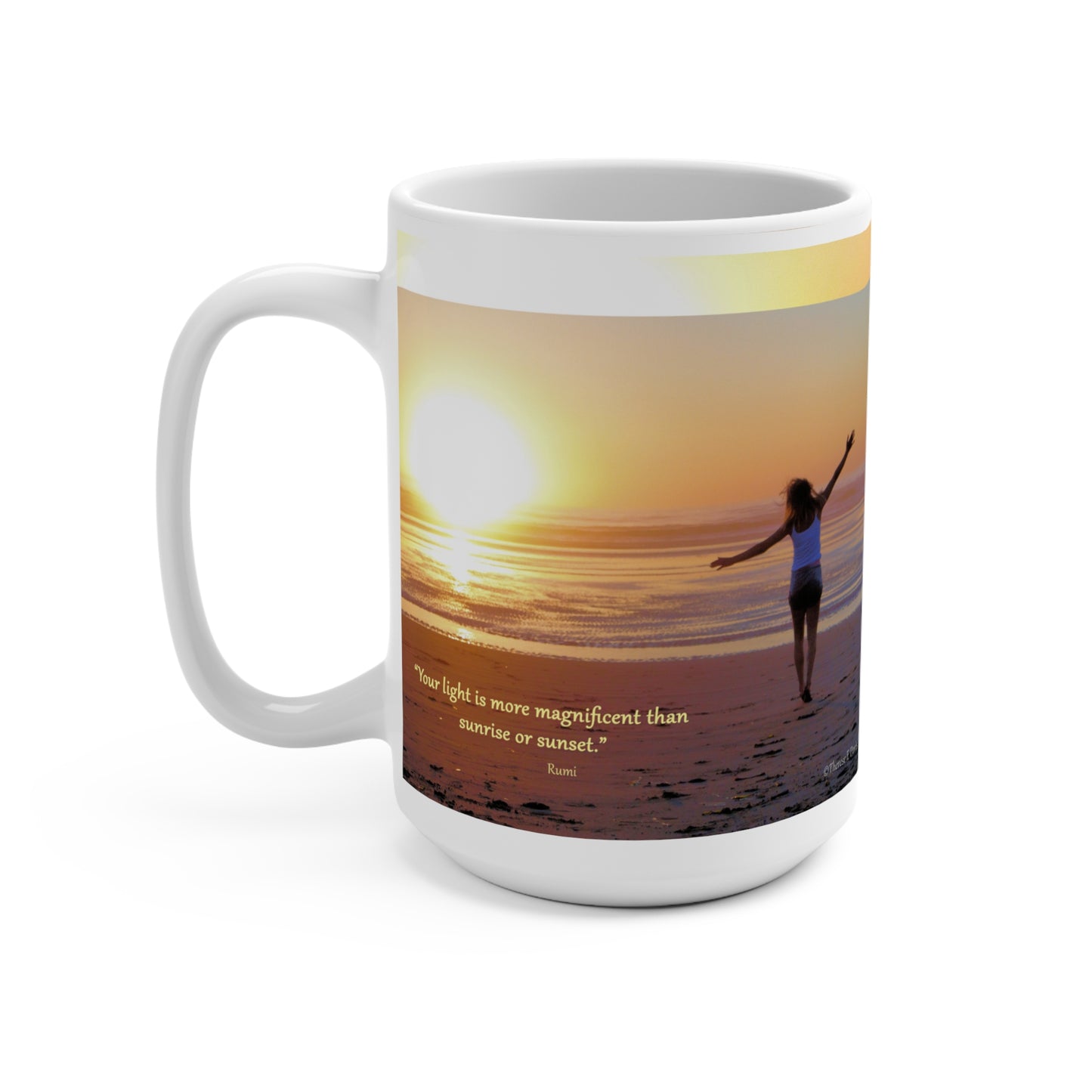 'Joelle Sunset - Your Light' Artistic Mug - 15oz (MC-00120-01-15-SP-Wh)
