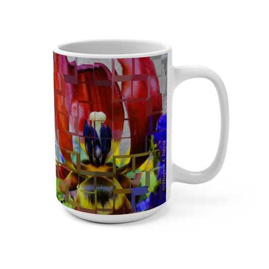 'Tulip in Glass Block' Artistic Mug - 15oz (MC-00119-01-15-SP-Wh)
