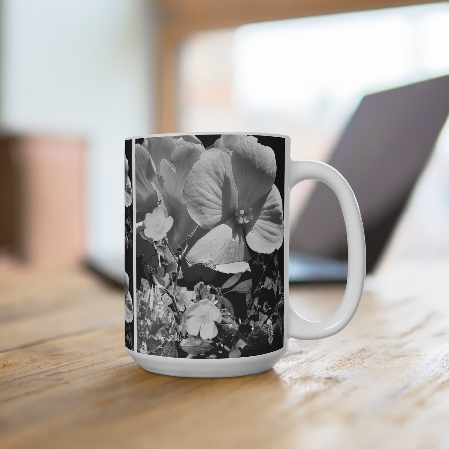 'Monochrome Botanica' Artistic Mug - 15oz (MC-00151-02-15-SP-Wh)